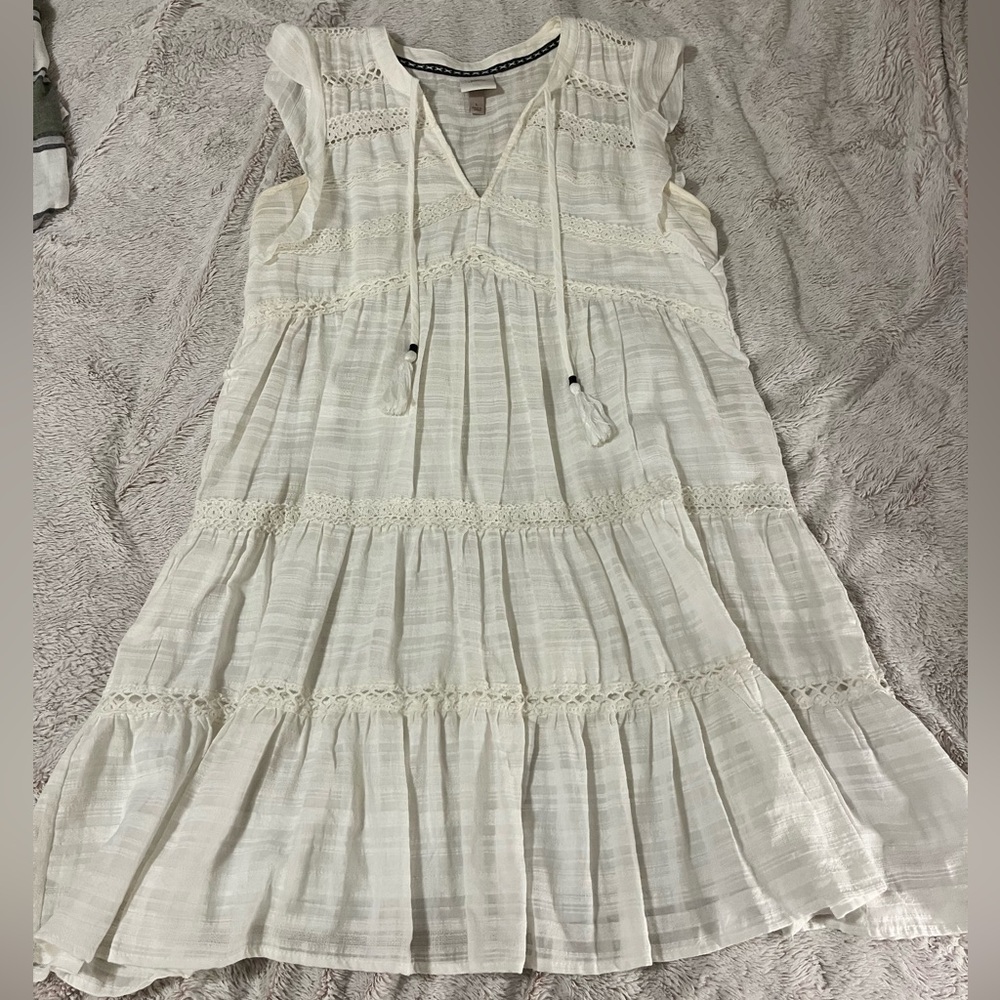 White Sleeveless Tiered Dress